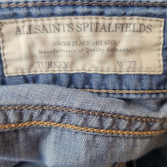 Allsaints Spitalfields Jack's Place Straight Leg Jeans Blue Size 27 - Picture 3 of 8